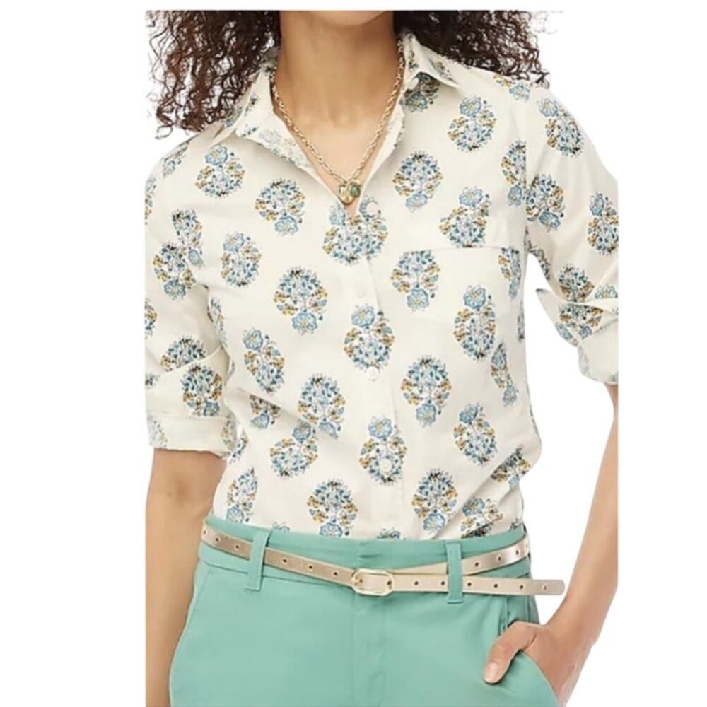 J.Crew Floral Medallion Print Button Down Shirt XXL